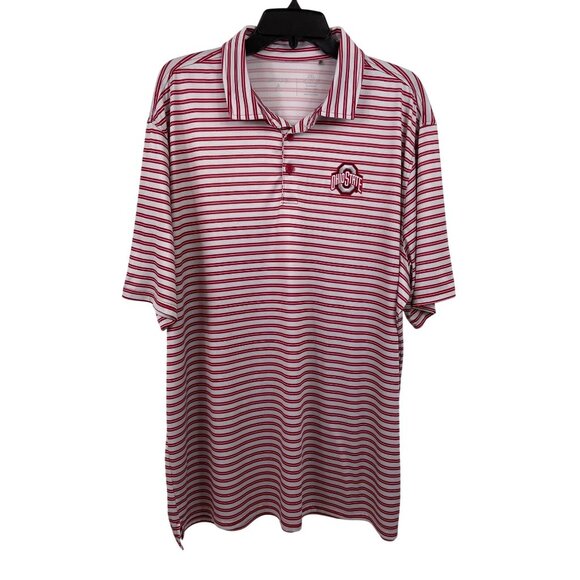 Antigua Other - Antigua Ohio State Buckeyes Mens Size 2XL Red Turn Stripe Short Sleeve Polo OSU
